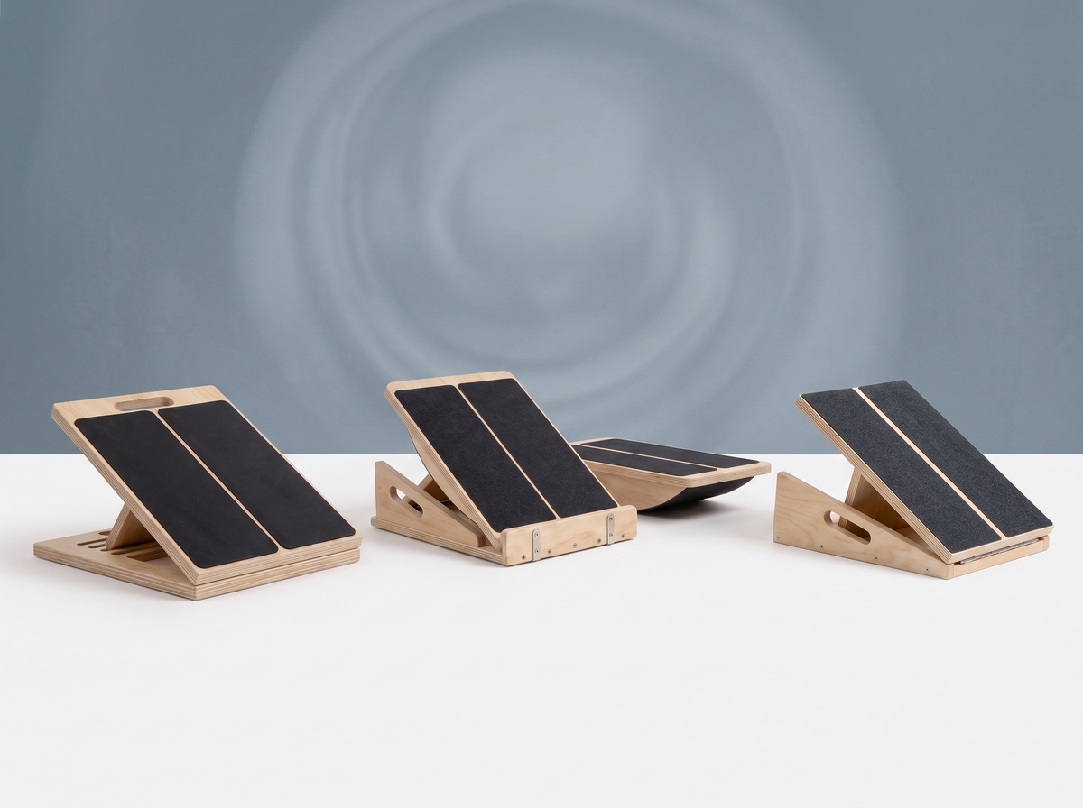 Tablas inclinadas de madera para ejercicios de movilidad